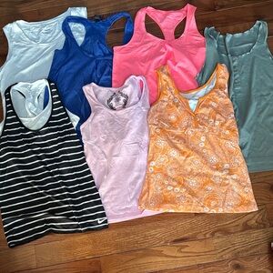 Nike Black & White Striped Racerback Tank Top - lots of 7 sports tops small/med